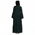 Coat collar Abaya with white inner- Bottle Green
